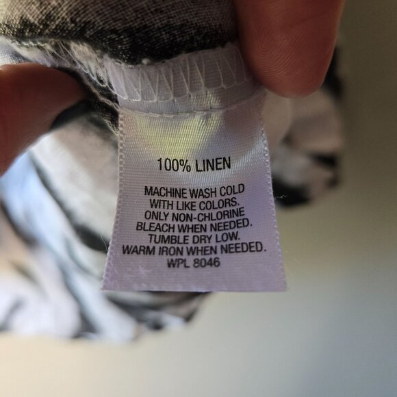 Zebra Print 100% Linen Button-Up Shirt With Rolled Cuffs Size 12P - Picture 5 of 7